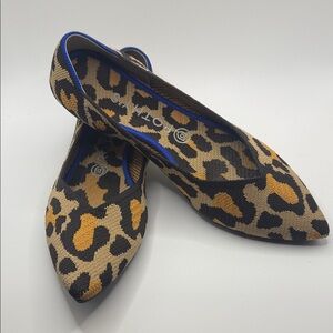 Rothy's Animal Print Flats with Blue Trim